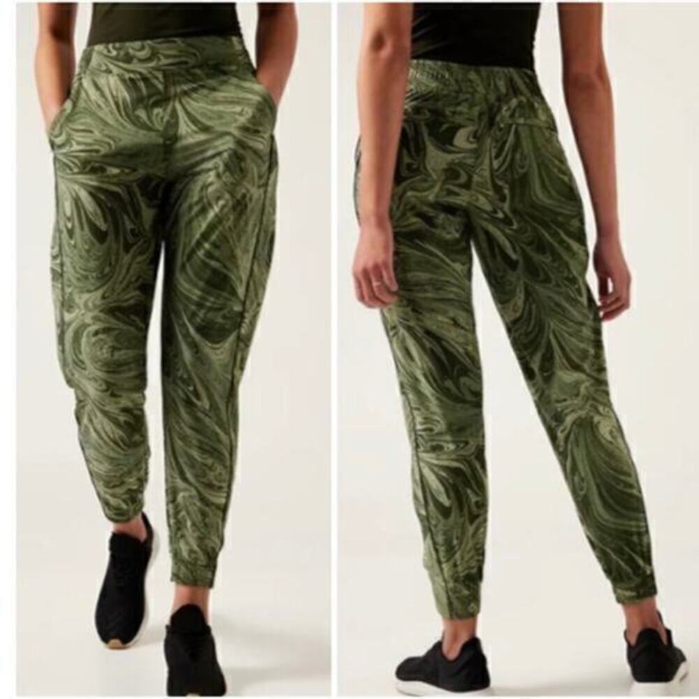 Athleta Brooklyn stretch jogger pant marble green swirl print 10